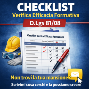 checklist verifica efficacia formazione sicurezza lavoro mansione personalizzata